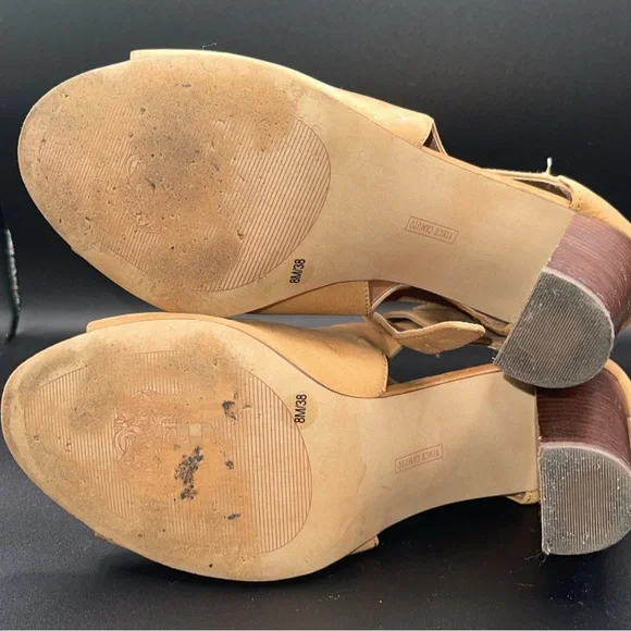 Vince Camuto Tan Heeled Boots with Peep-Toe Design - Picture 8 of 9